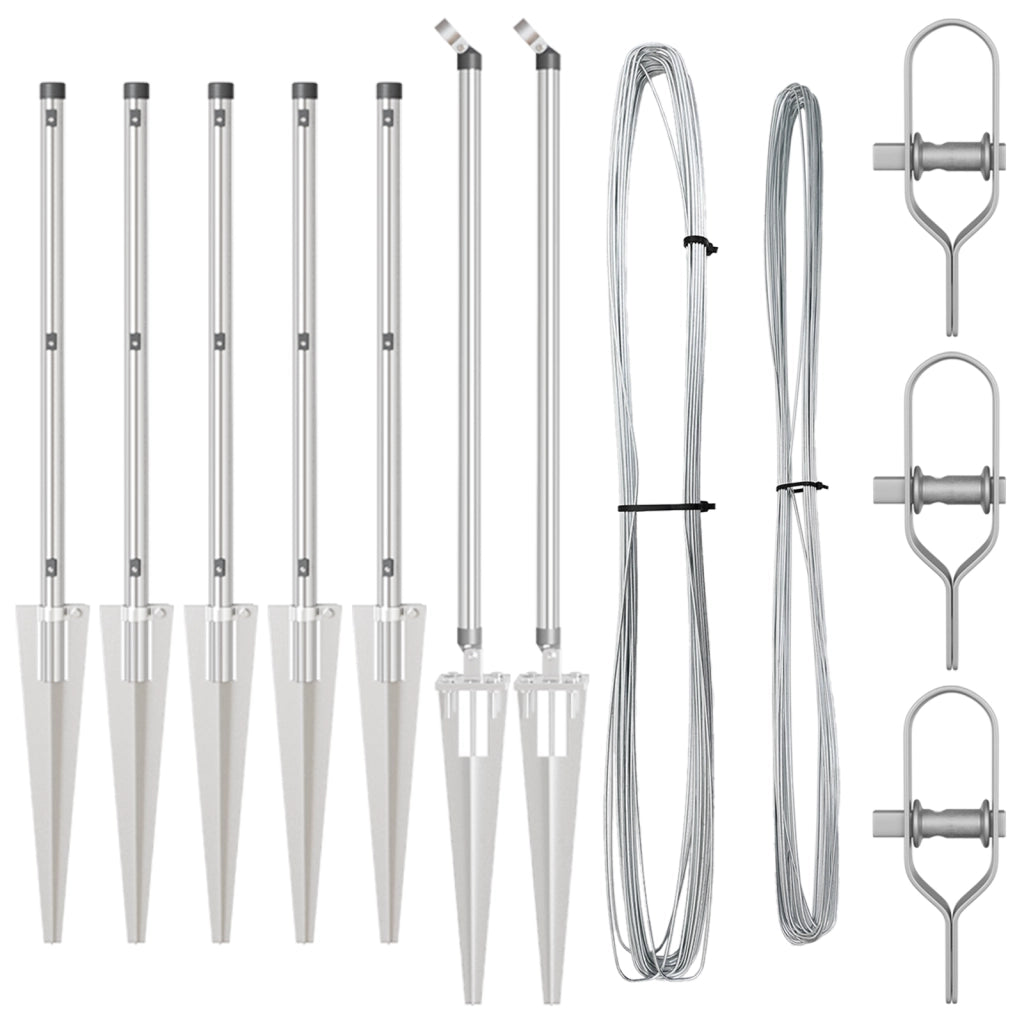 Pali per recinzione con punta 7 pcs Ã˜32 mm 120 cm in acciaio zincato
