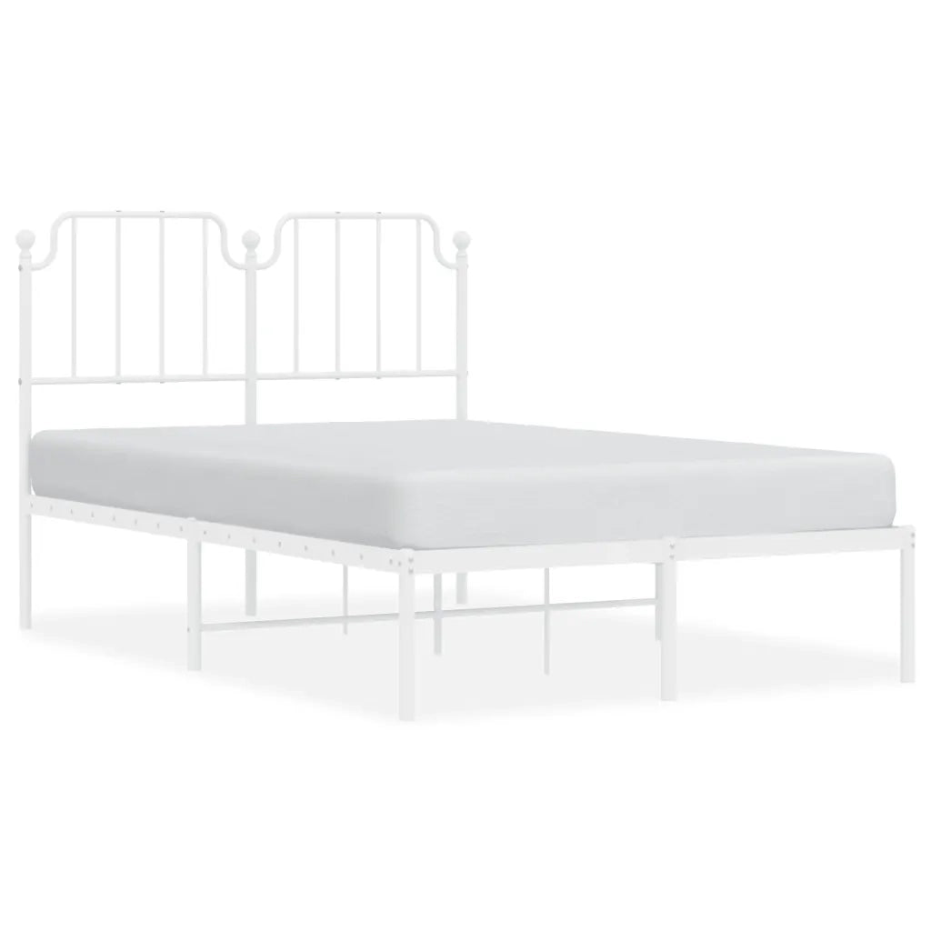 Letto matrimoniale | Letto per adulti | Giroletto con Testiera Metallo Bianco 120x190 cm