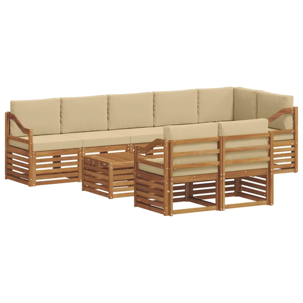 Set divani 9 pcs Naturale e Beige Legno di Acacia Massello 3375068