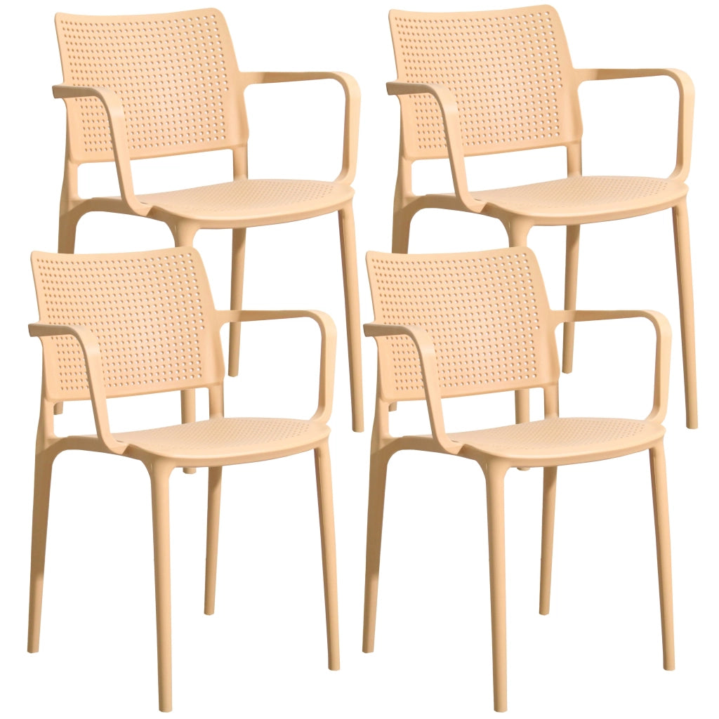 Oviala - Set di 4 sedie da giardino in plastica giallo chiaro