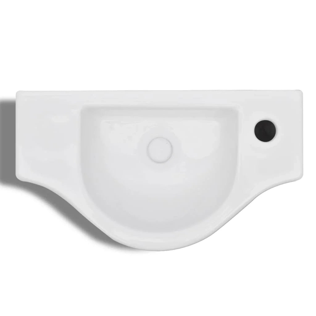 Lavandino da bagno con foro di scarico 45 x 25 cm ceramica bianca 02_0002505