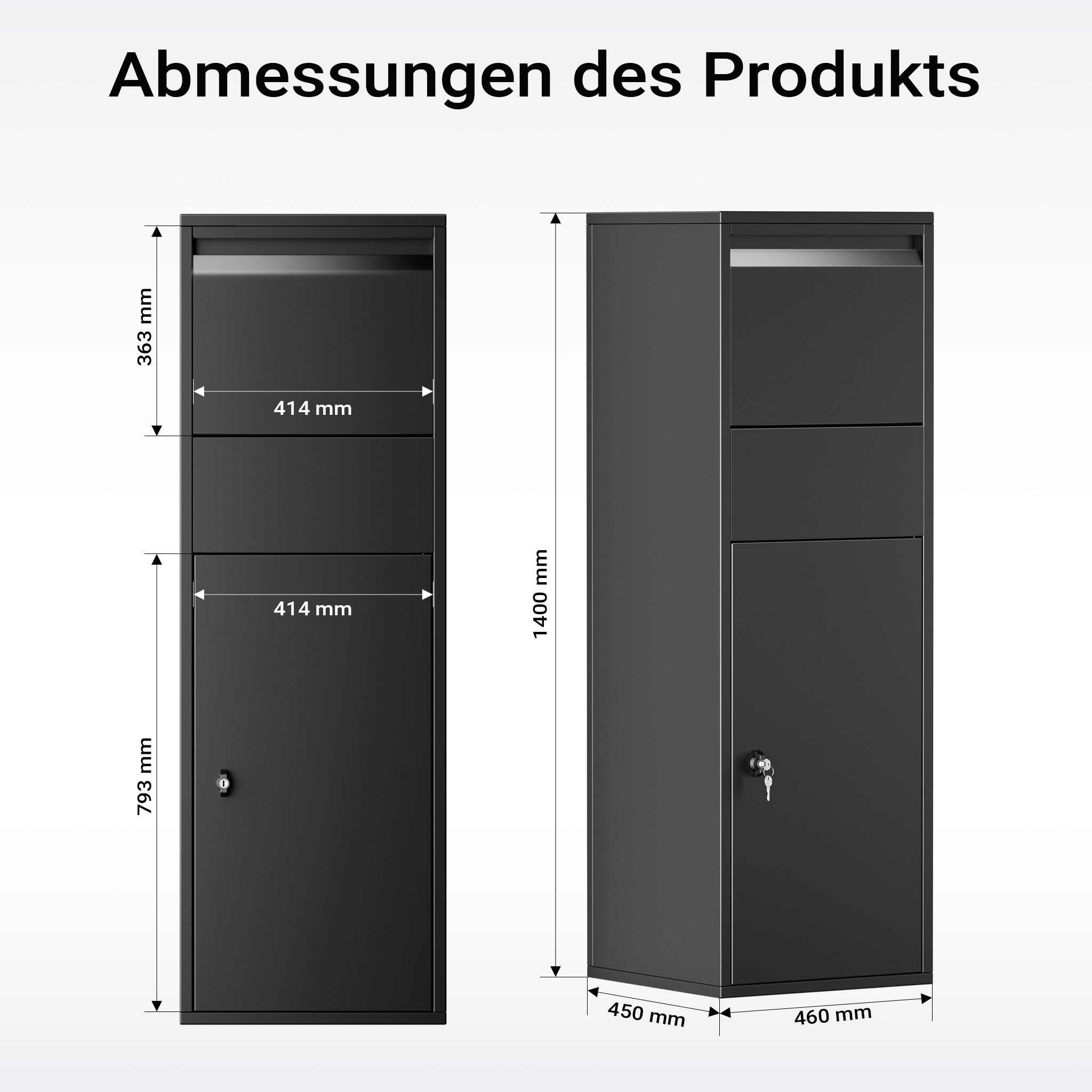 Cassetta postale portapacchi nera per pacchi medi e piccoli Parcel box