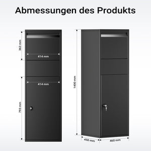 Cassetta postale portapacchi nera per pacchi medi e piccoli Parcel box