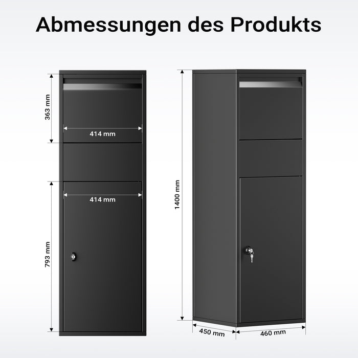 Cassetta postale portapacchi nera per pacchi medi e piccoli Parcel box