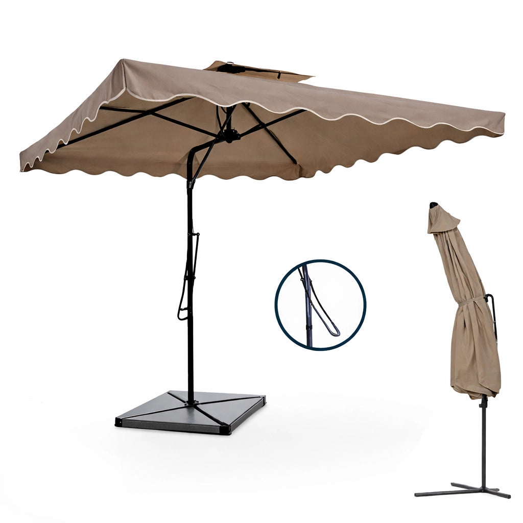 Ombrellone da Giardino Palo Decentrato 2.5x2.5 mt Impermeabile Taupe Apri&Chiudi