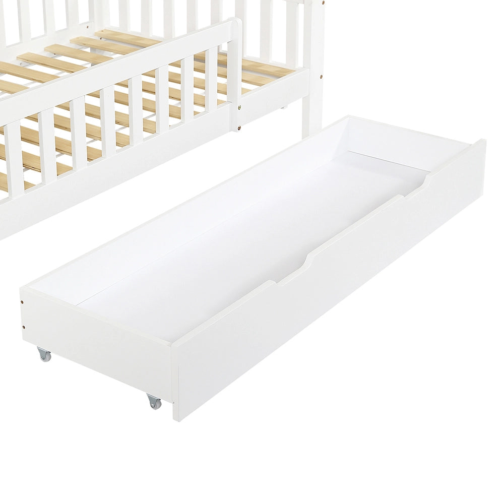 Letto a castello con tetto - Xylo - 90x200cm bianco, tavolo lettura