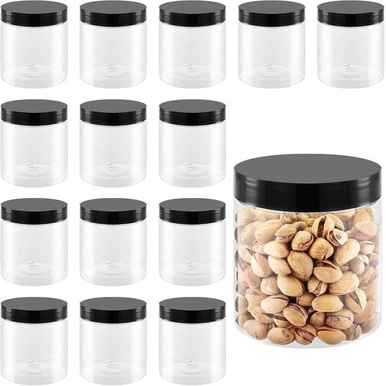 Set di contenitori in plastica trasparente 15 pezzi - 500ml - con coperchi - idonei per conservazione - resistenti all'umidità - fatti di materiale plastico ecologico - contenitore di stock