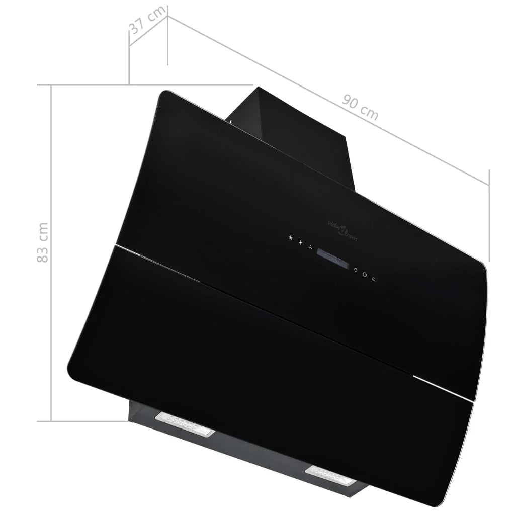 Cappa aspirante a parete in acciaio inox 756 m³/h 90 cm nero 02_0005878