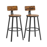 Set di 2 sgabelli da bar/sgabelli alti con schienale sedute da cucina struttura in acciaio altezza seduta 73 cm montaggio facile stile industriale marrone 12_0006194