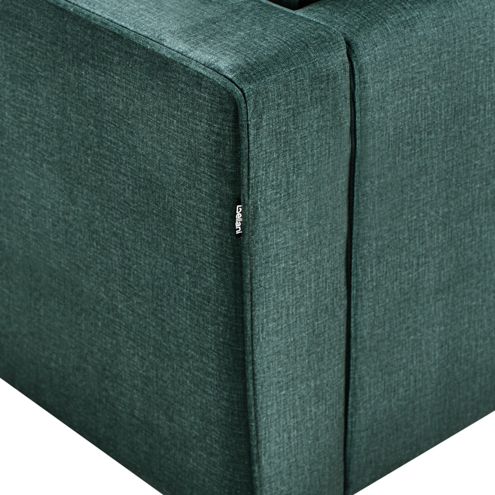 Poltrona in velluto verde scuro con cuscini e gambe in metallo stile moderno minimalista