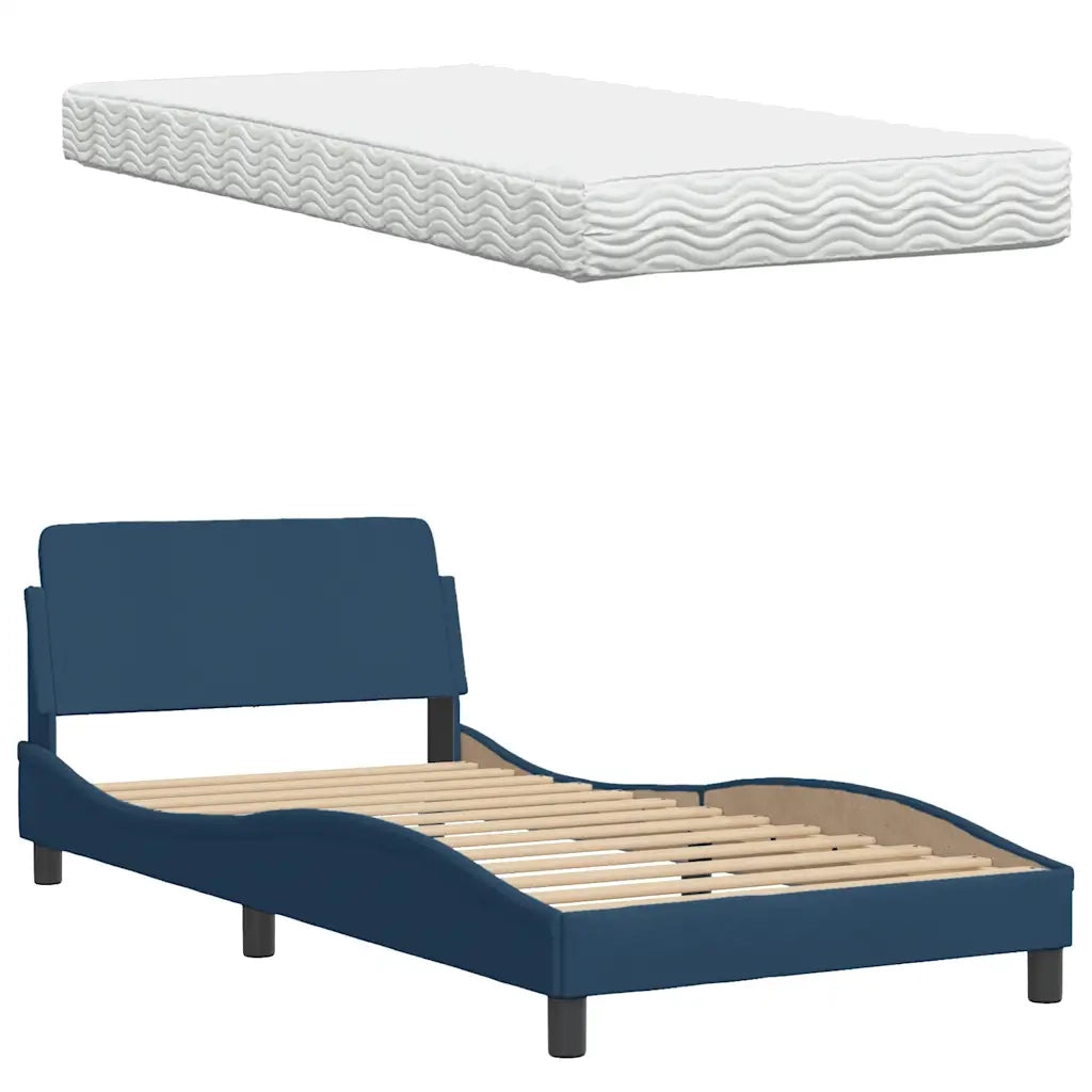Letto con Materasso Blu 100x200 cm in Tessuto 3310726