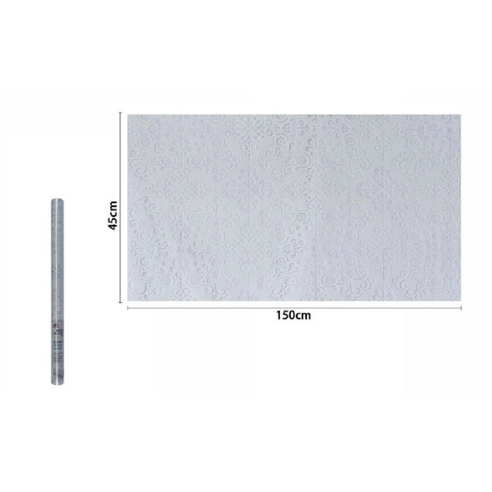 Trade Shop - Rotolo Pellicola Adesiva Per Parete Damascata Bianca 45x150 Cm Parati Casa 71296 -