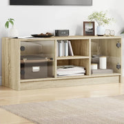 Mobile Porta TV con Ante in Vetro Rovere Sonoma 102x37x42 cm