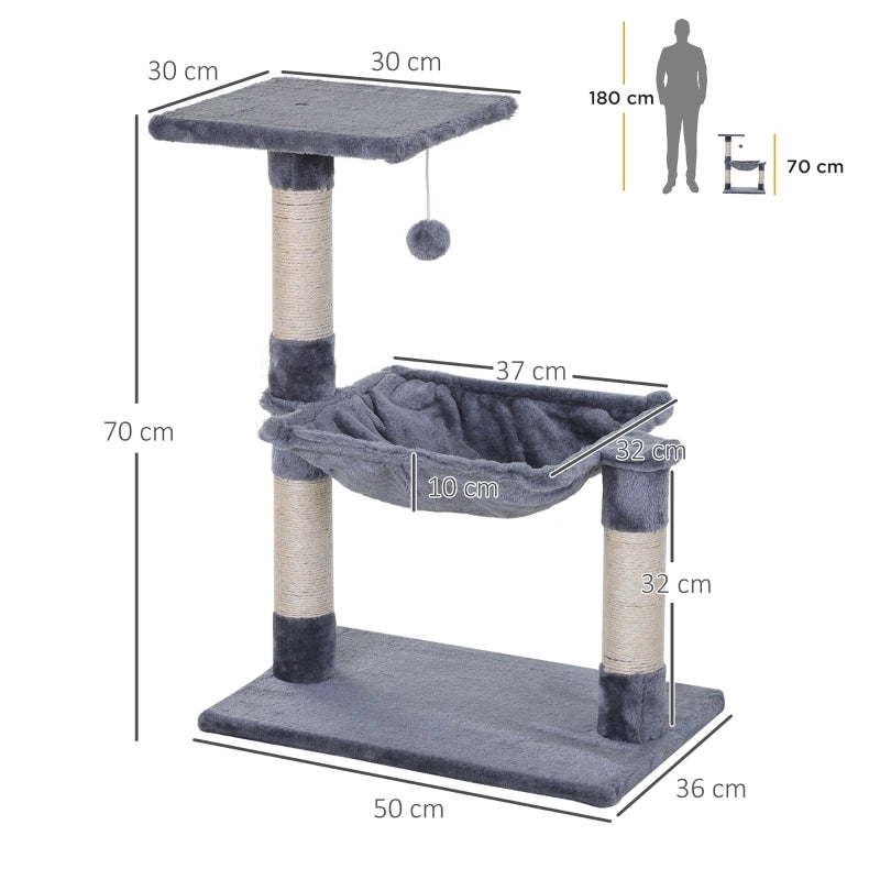 TIRAGRAFFI GATTO Con amaca 50x36x70 cm Grigio in peluche