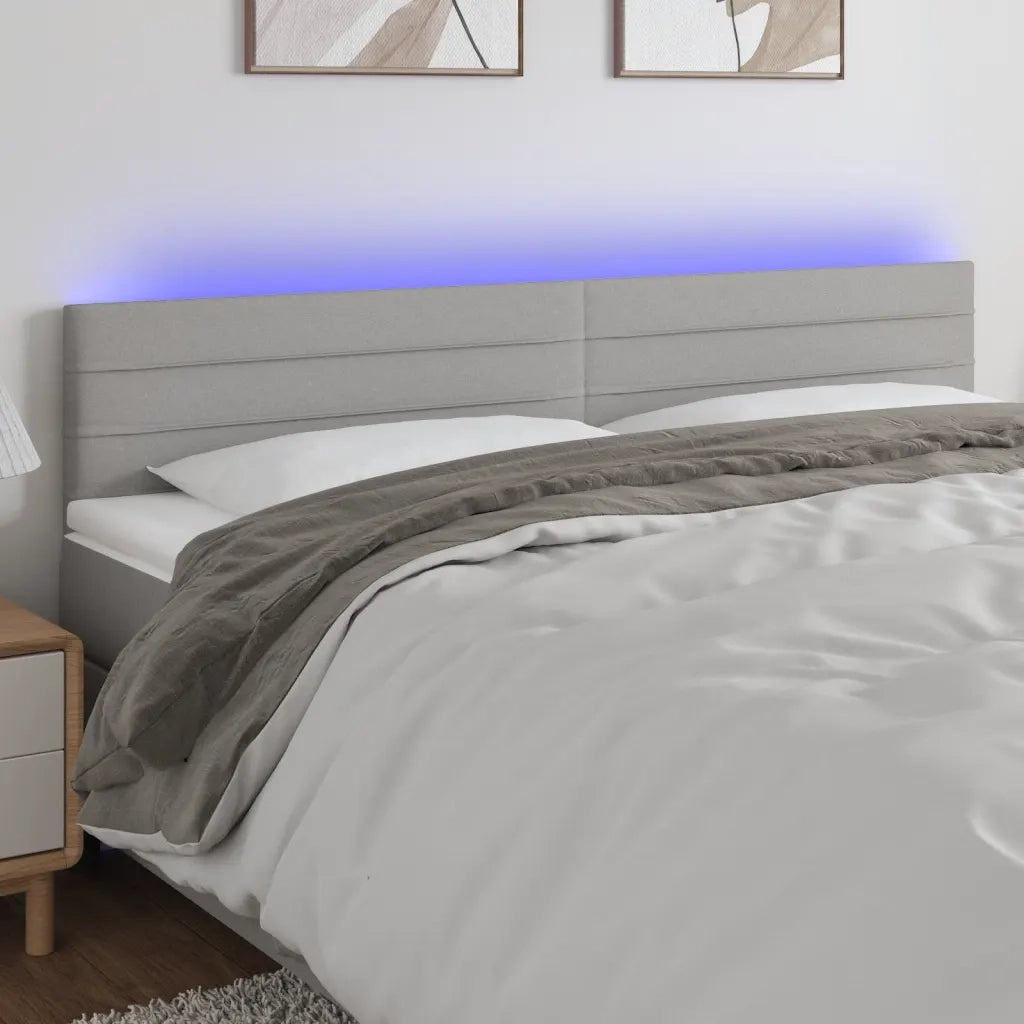 Testiera a LED-Testata con LED Grigio Chiaro 200x5x78/88 cm in Tessuto 530373