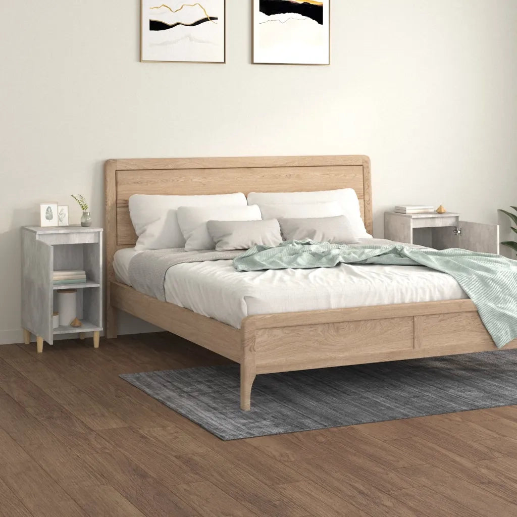 Set di 2 Comodini | Armadio da Notte | Mobiletto da notte Grigio Cemento 40x35x70 cm in Legno Multistrato
