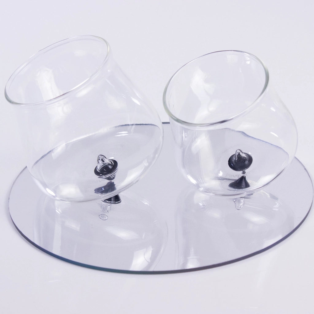 Pirolo Set 6 Bicchieri Tumbler Junior in Vetro Borosilicato Nero - Design a Rotazione con Base Obliqua per un Tocco di Raffinatezza e Stile