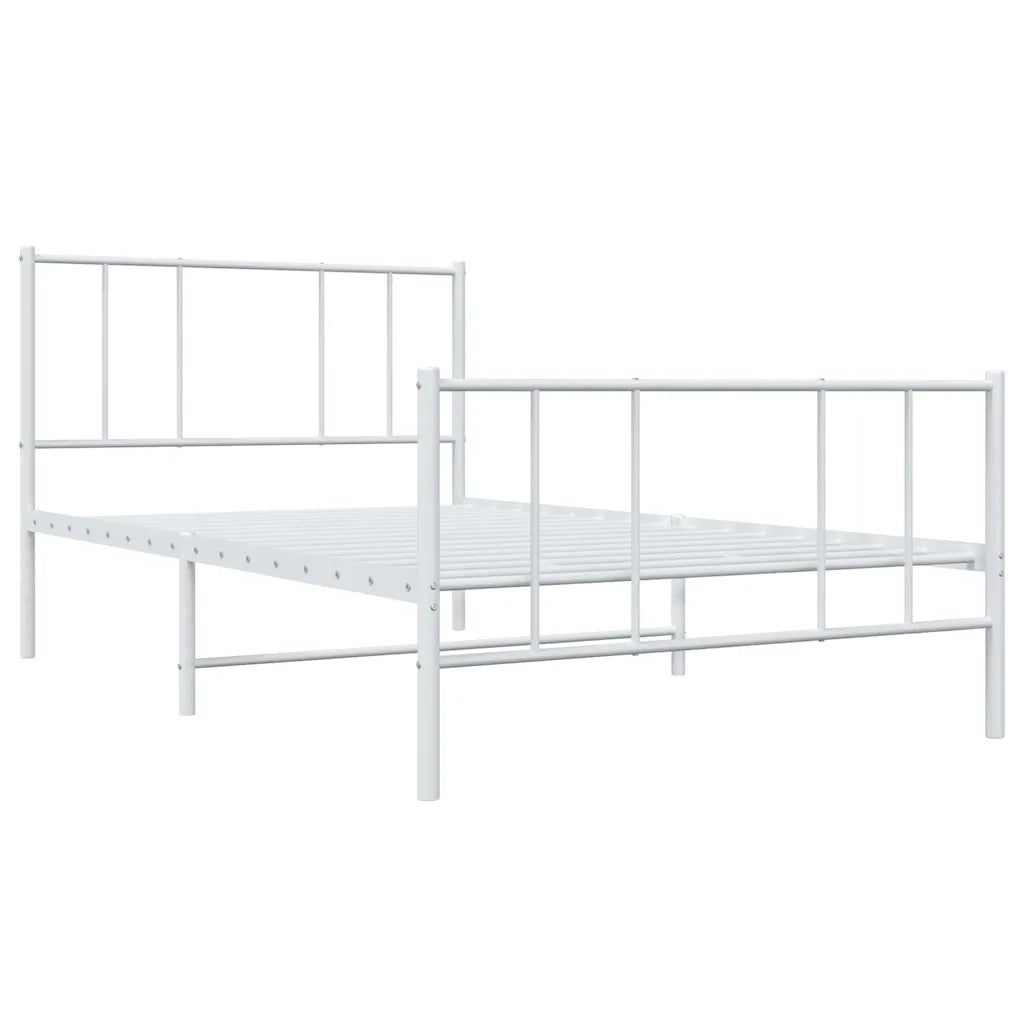 Giroletto con Testiera e Pediera Metallo Bianco 100x200 cm 352542