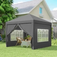 Gazebo da Esterno 3x3 m Pieghevole con 4 Pannelli Laterali, in Acciaio e Tessuto Oxford Grigio