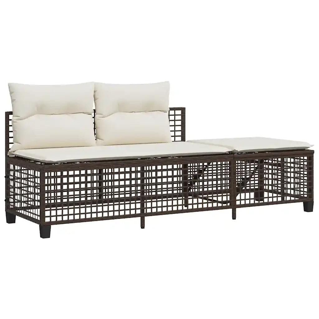 Set Divani ad Angolo 3 pz | Set Salotto da Giardino con Cuscini in Polyrattan Marrone