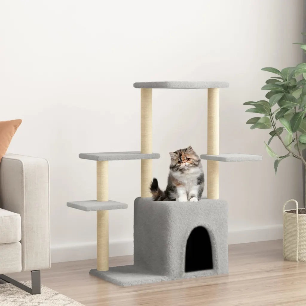 Albero per Gatti con Tiragraffi in Sisal Grigio Chiaro 97,5 cm 172050