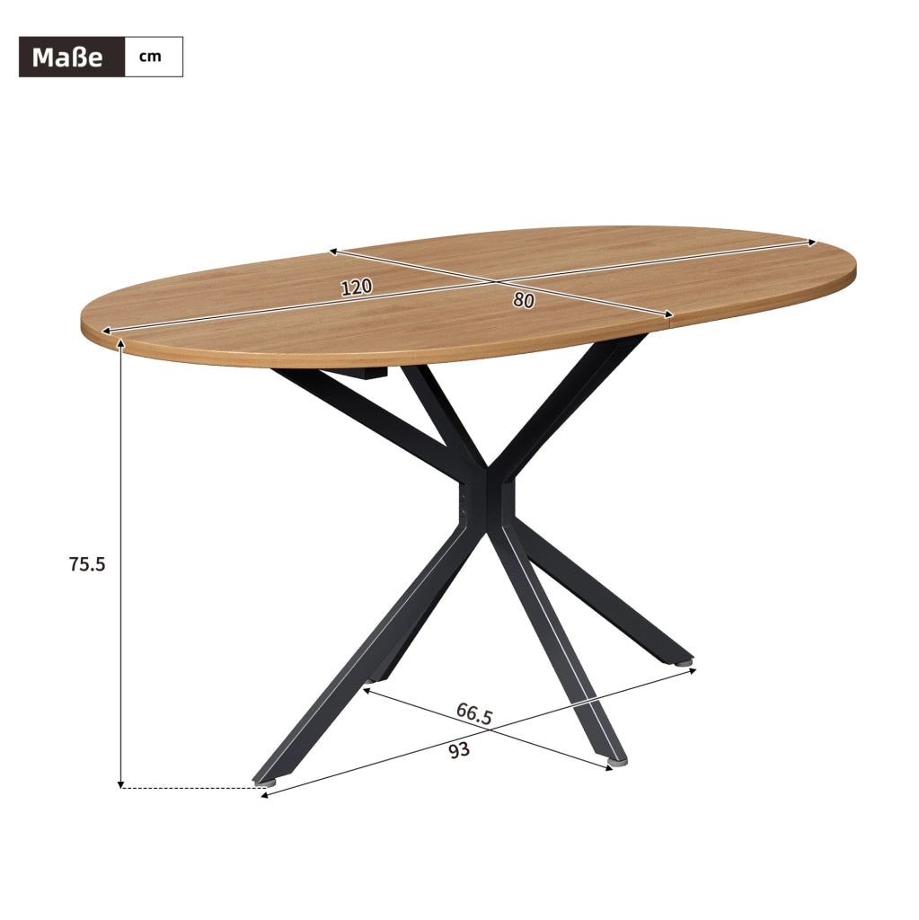 Tavolo da pranzo ovale per 4-6 persone in MDF colore naturale
