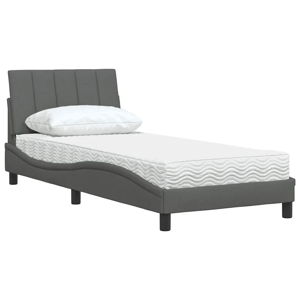 Letto con Materasso Hanko Grigio Scuro 80x200 cm in Tessuto 3310490