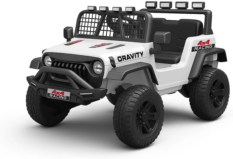 EIC Auto Elettrica per Bambini, Fuoristrada 12V, 2 Posti, Telecomando, Porte Apribili, Carico 35 Kg, 97x62x58cm