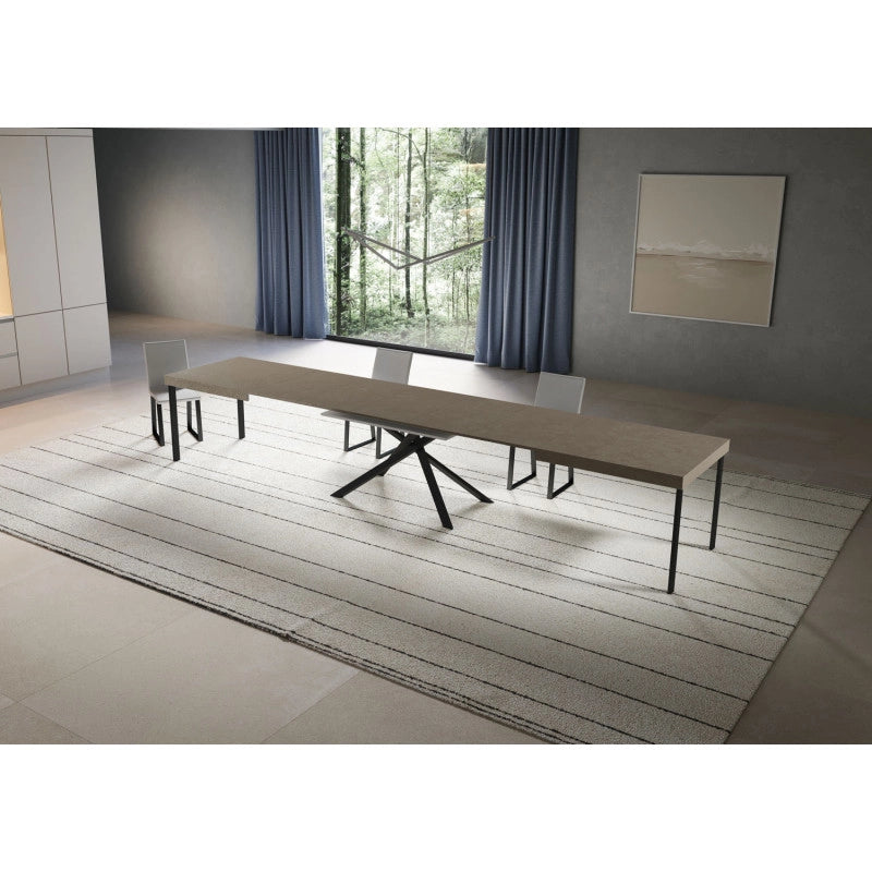 Tavolo allungabile 200/460x90 cm Niket telaio Antracite - Tortora