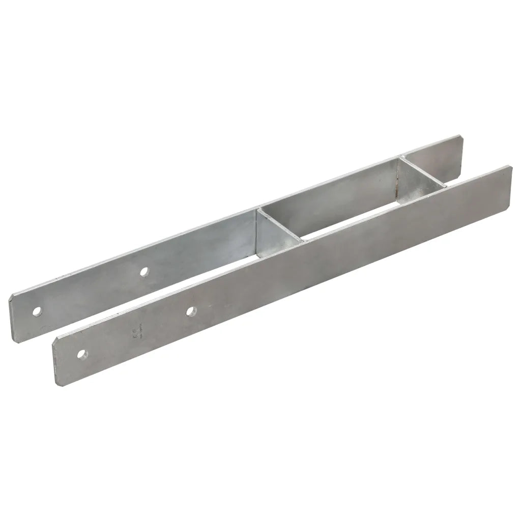 Picchetti per Recinzione 2 pz Argento 8x6x60 cm Acciaio Zincato 145296