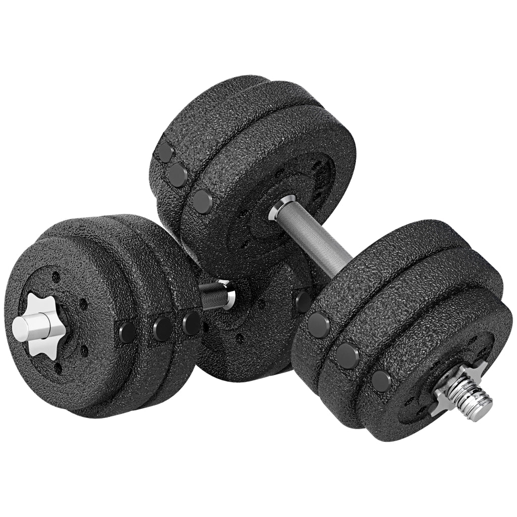 Set Pesi Manubri da 30 kg con 12 Dischi in Acciaio e Sabbia Nero