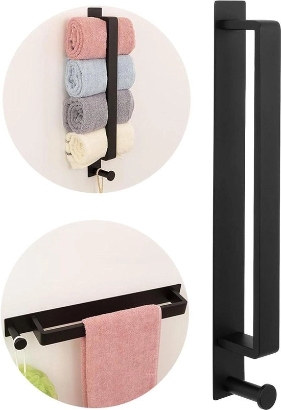 Sostegno per asciugamani magnetico nero antiscivolo - acciaio inossidabile - autoadesivo - bagno cucina lavabo Extra
