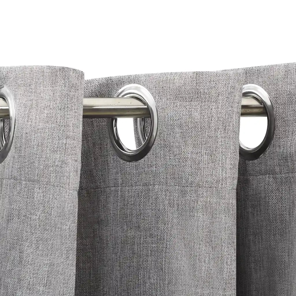 Tende Oscuranti | Tende Blackout Effetto Lino con Occhielli 2 pz 140x245cm Grigio