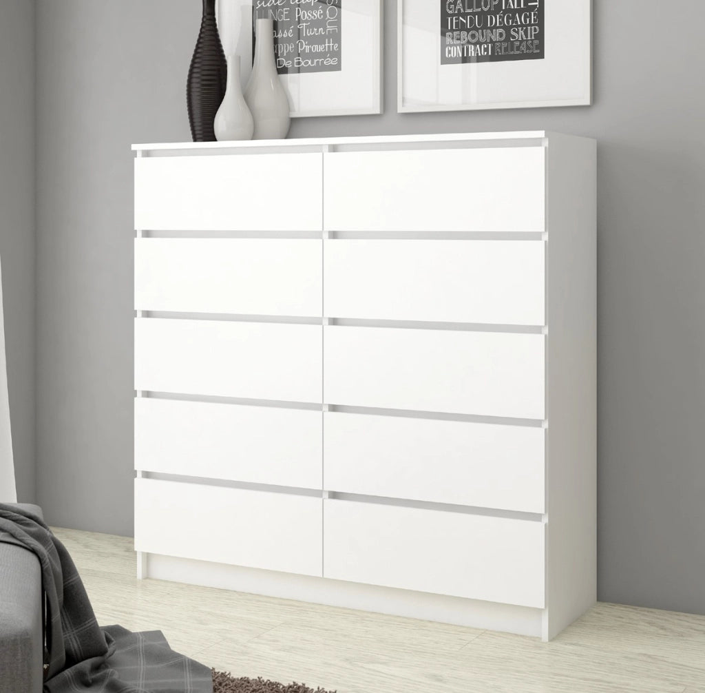 Cassettiera AKORD K120 Bianca 120 cm 10 cassetti 120x40x121 cm