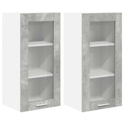 Armadio pensile | Mobile da Cucina con porta 2 pz Grigio cemento 40 x 31 x 80 cm