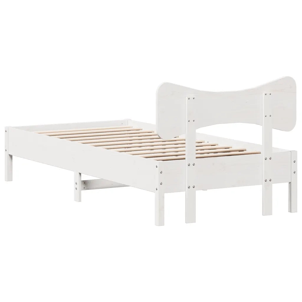 Letto singolo | Letto per adulti | Giroletto senza Materasso Bianco 90x200 cm Legno Massello Pino