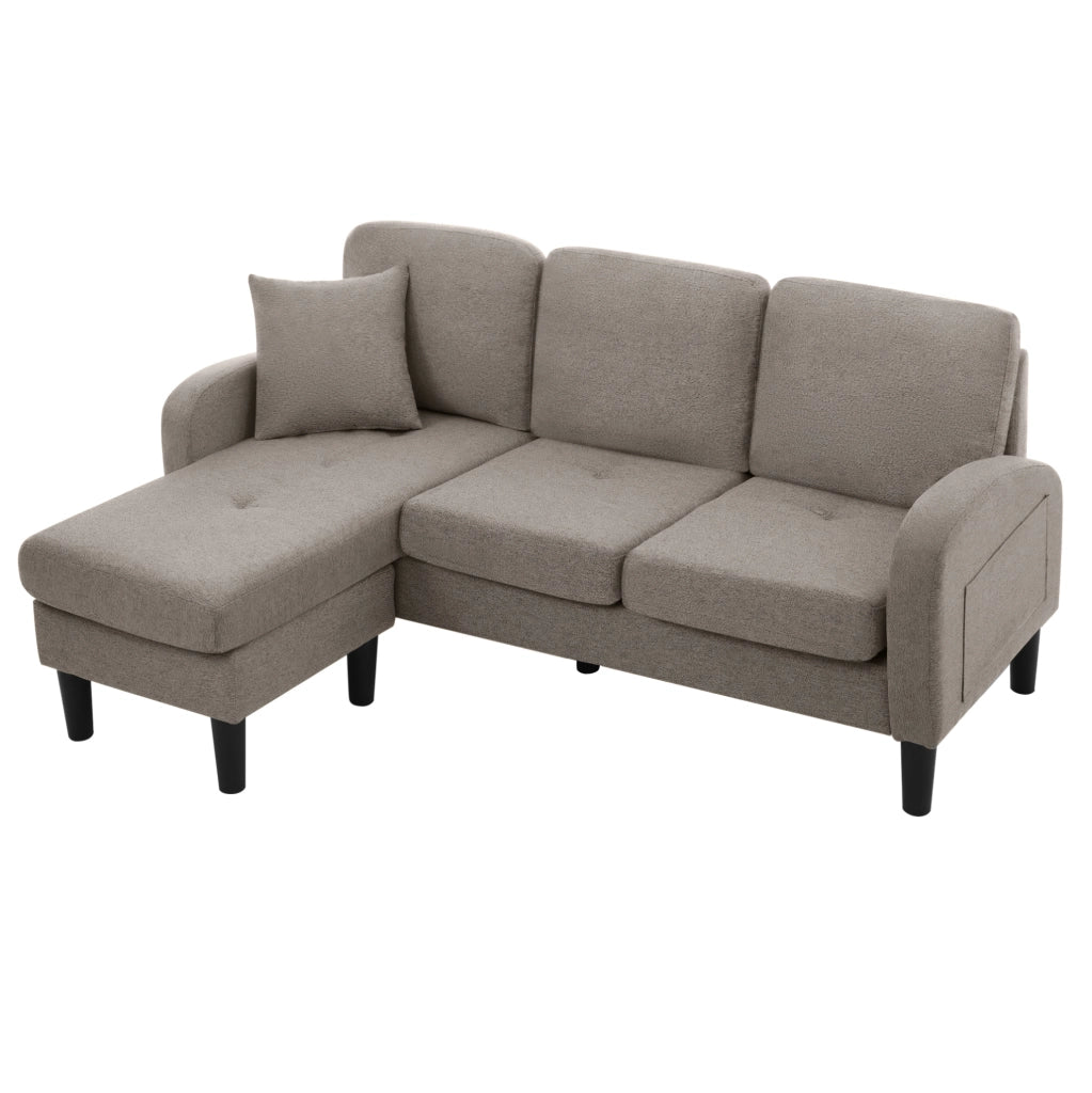 Divano angolare modulare 166x118x77 cm con chaise longue; imbottitura in foam; grigio scuro antico