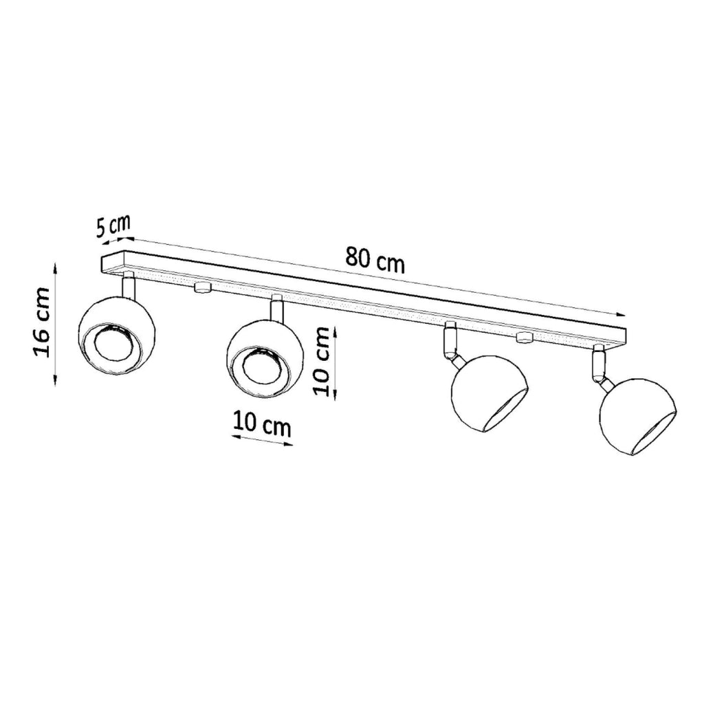 Plafoniera FOKUMO 4 faretti GU10 nera Pure Lume PU.0447