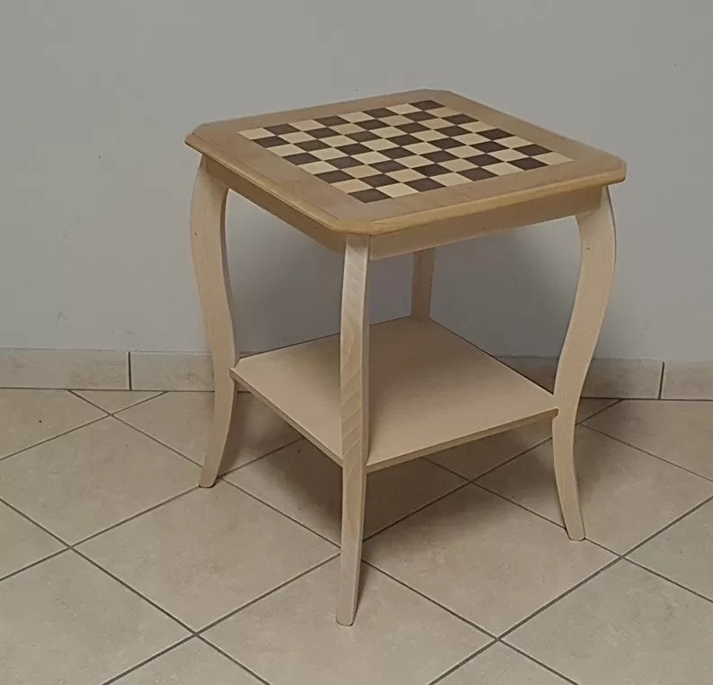 Tavolino quadrato scacchiera legno grezzo 50x50x63 - Mobili 2G