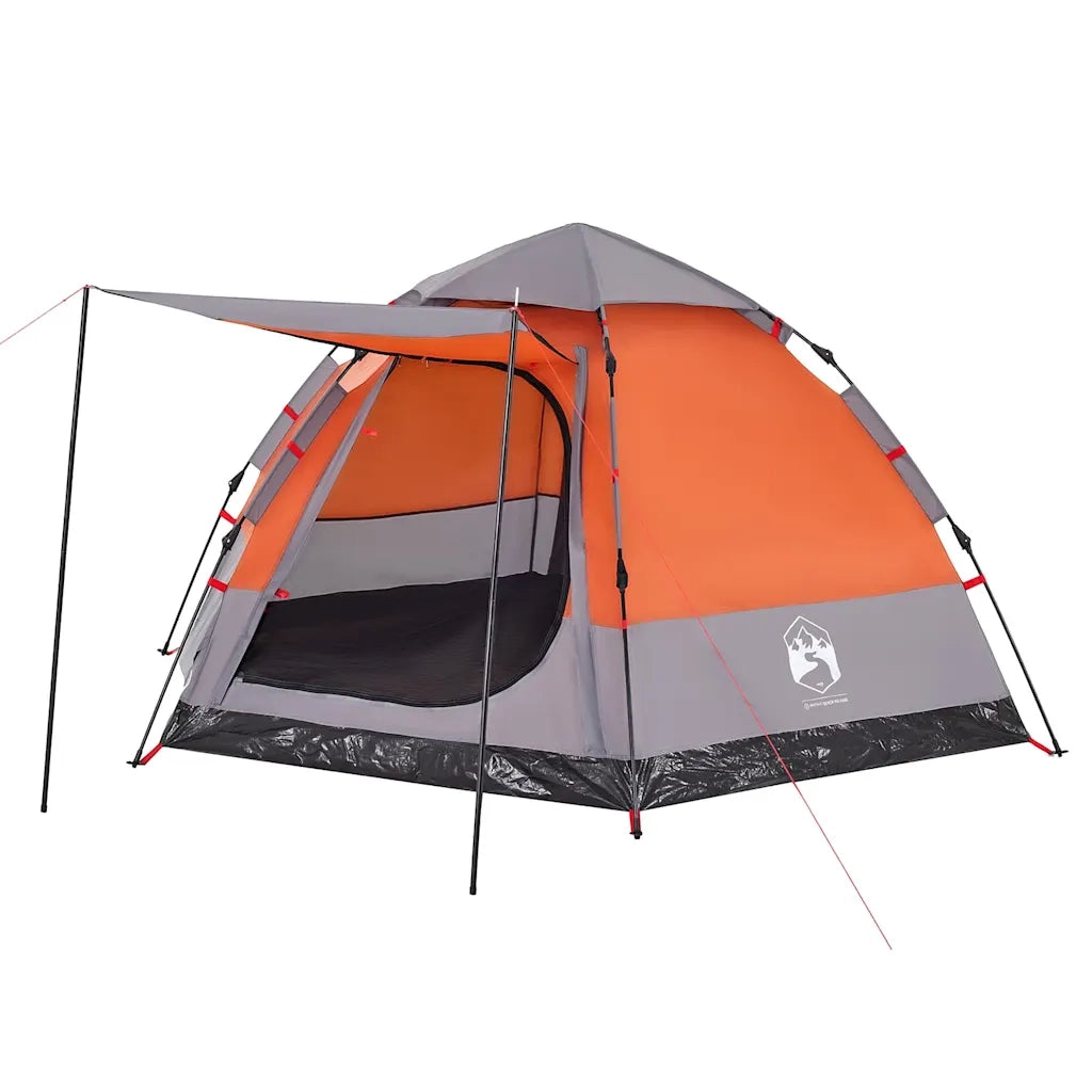 vidaXL Tenda Campeggio Cabina 4 Pers. Grigio Arancione Rilascio Rapido