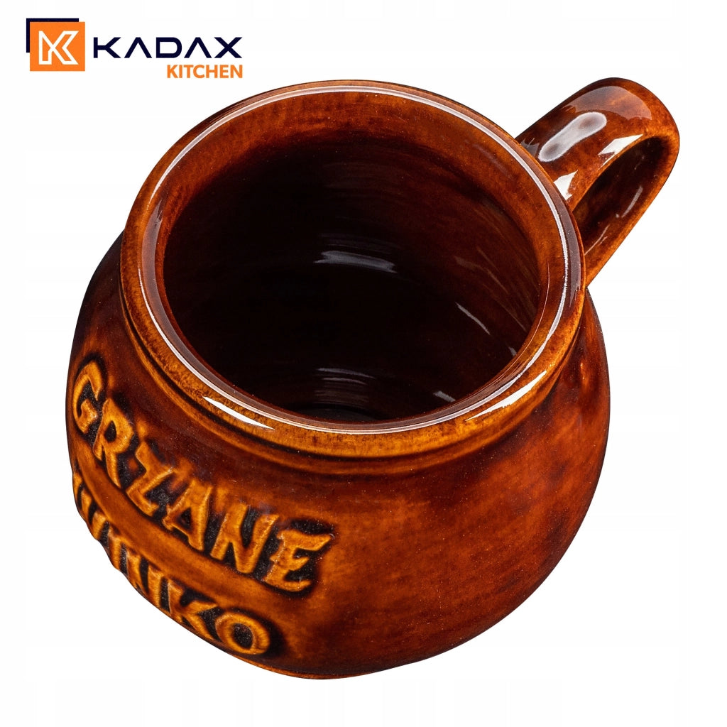 Set di 2 tazze da vin brulé KADAX da 300 ml con manico in gres.