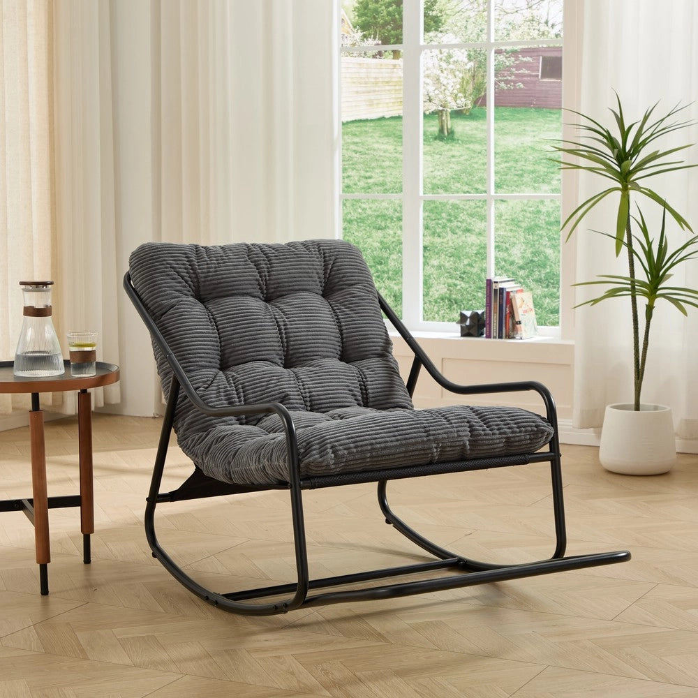 Poltrona a Dondolo con Cuscino ¨C Xylo ¨C Nero, Grigio