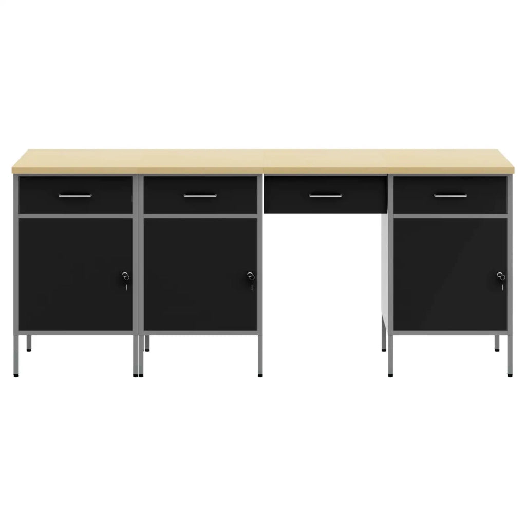 Mobile da lavoro 4 pcs Nero Legno ingegnerizzato e acciaio 3321380