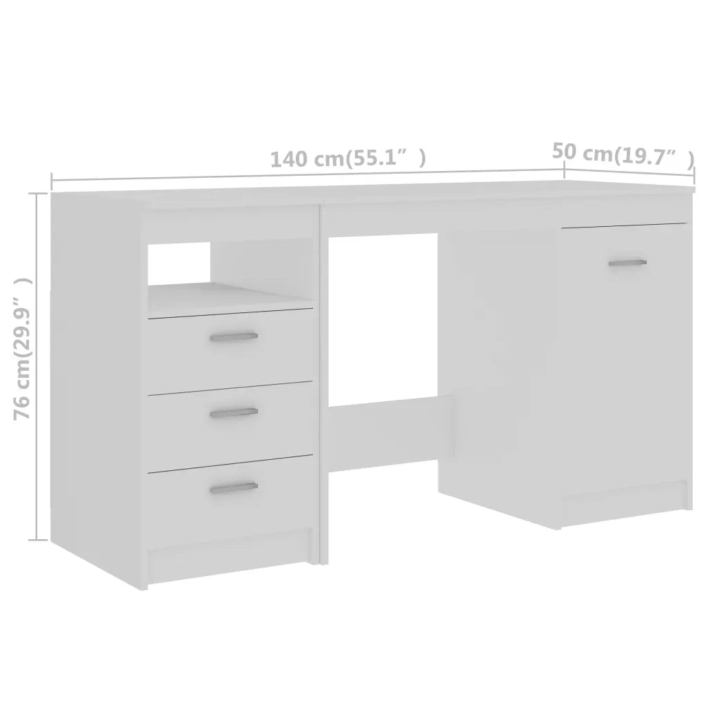 Scrivania-Scrivanie per ufficio e studio-Scrittoio Bianca 140x50x76 cm in Legno Multistrato