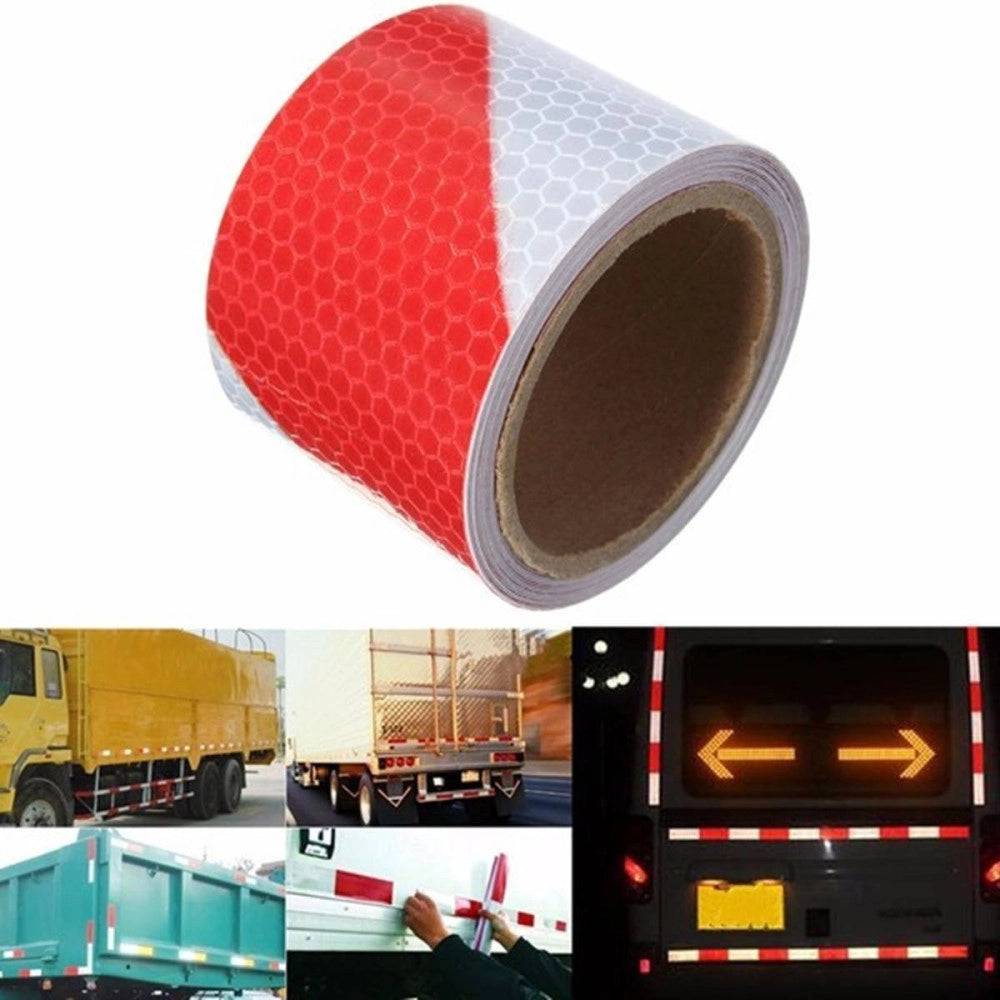 Trade Shop - 25 Metri Nastro Adesivo Catarifrangente Auto Camion Rosso Bianco Alta Visibilitá -