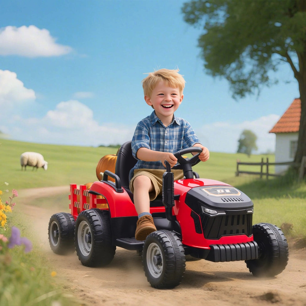Tracteur elettrico bambini con rimorchio ¨C zephmum ¨C 139x58x55cm rosso
