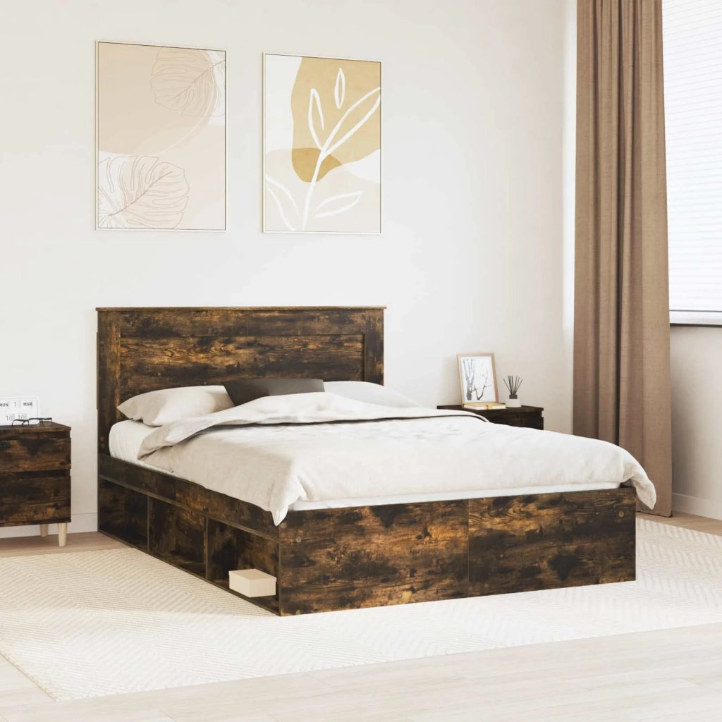 Struttura del letto Rovere fumé 140 x 200 cm Pino massello
