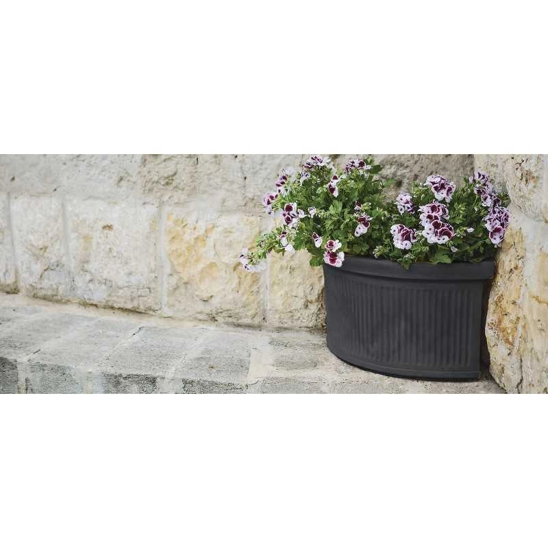 Vaso Fioriera angolare decorativa classica tradizionale 47x47 H38 in polimero resistente antracite per piante per giardini e terrazze - Made in Italy