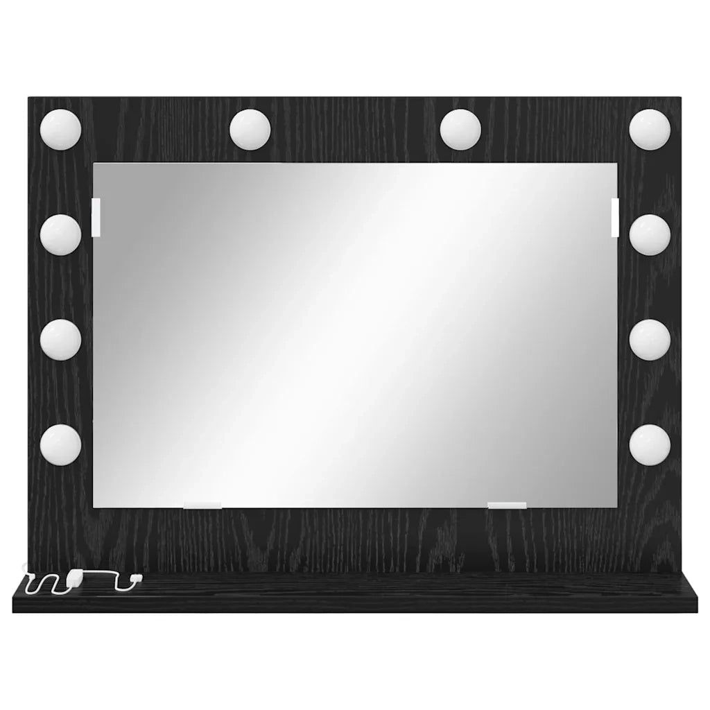 Specchio da Vanità Rettangolare Rovere Nero 60 x 45 x 18 cm 868310