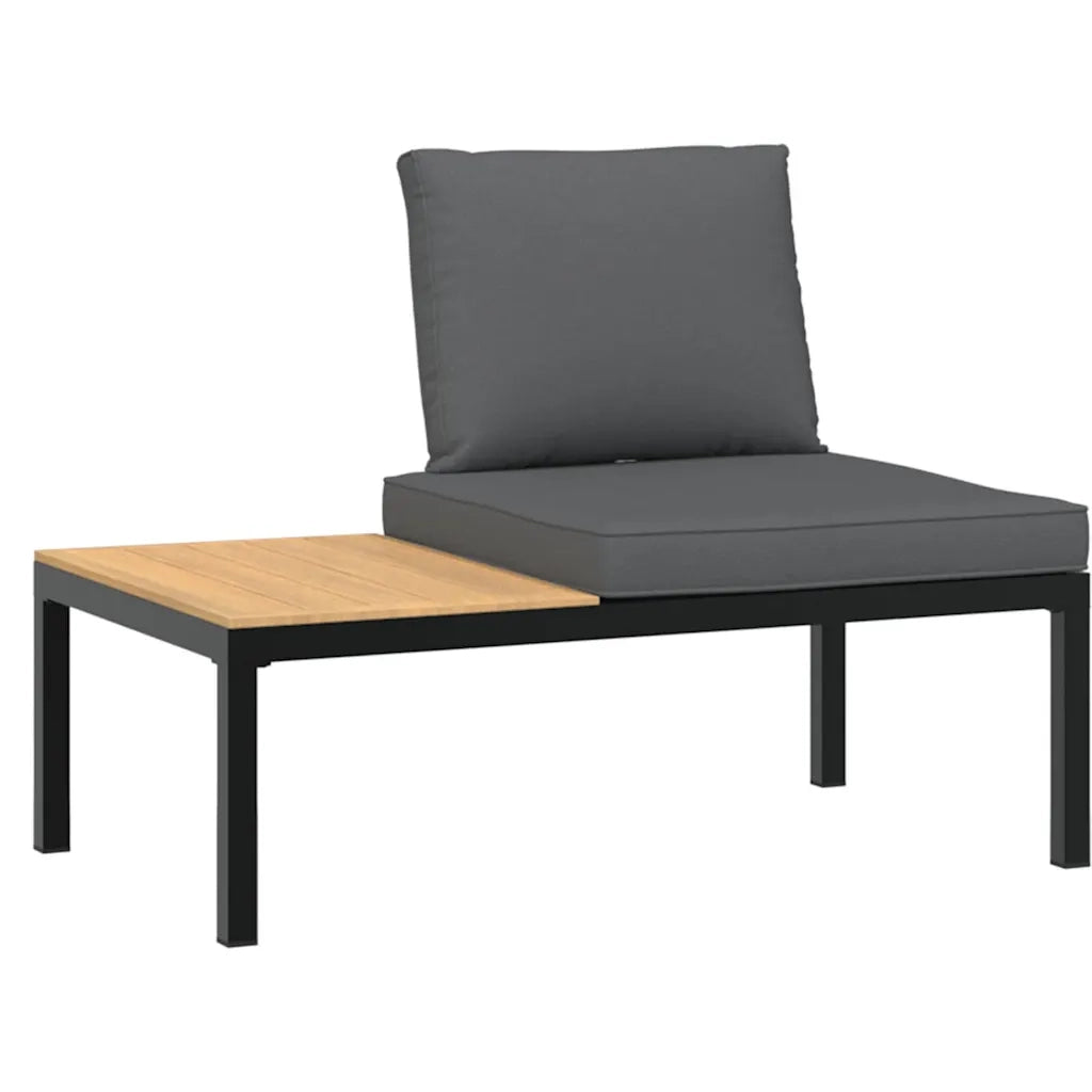 Set Divani da Giardino 7 pz con Cuscini in Alluminio Nero